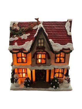 Multi Plug Vintage Light Up Christmas House W/6 Child Safety Plugs In the Back